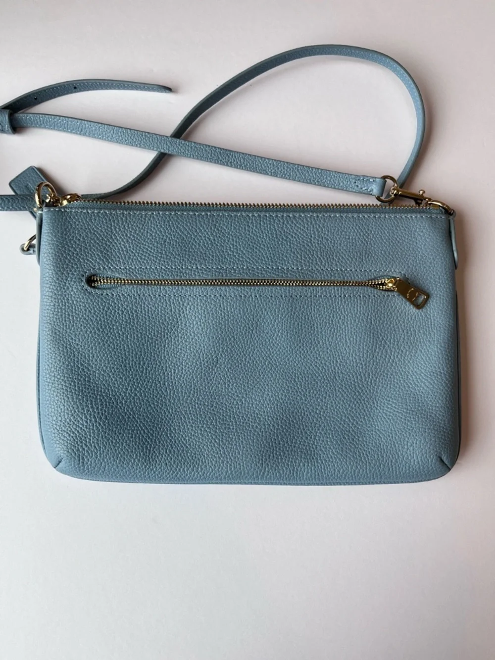 Coach Pebble Polly Blue Leather Crossbody Bag
